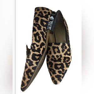 Franco Sarto cow skin leopard print flats size 8 metal studded heel